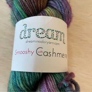 Dream in Color yarn Smooshy with Cashmere, “Mermaid Shoes” colorway